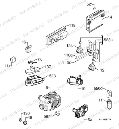 Взрыв-схема посудомоечной машины Juno Electrolux JSV65601 - Схема узла Electrical equipment 268